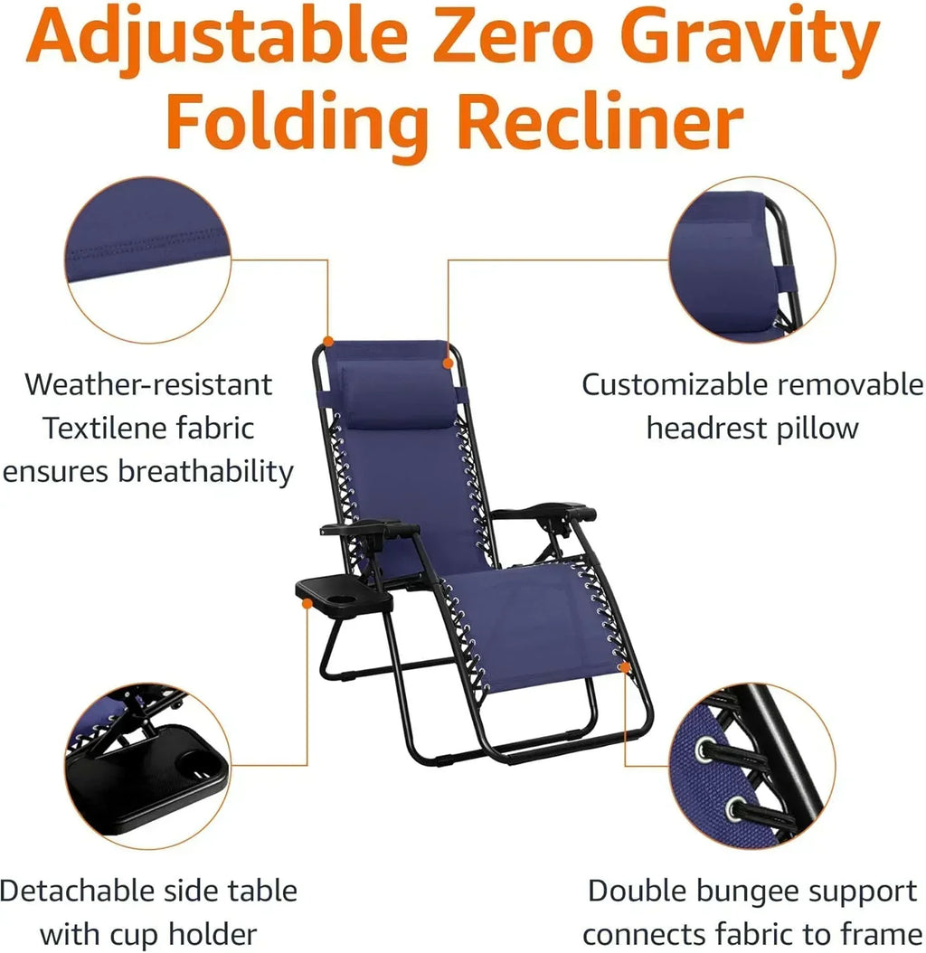 Amazon Basics Outdoor Patio Mesh Adjustable Zero Gravity Lounge Chair Recliners set of 2 wourant