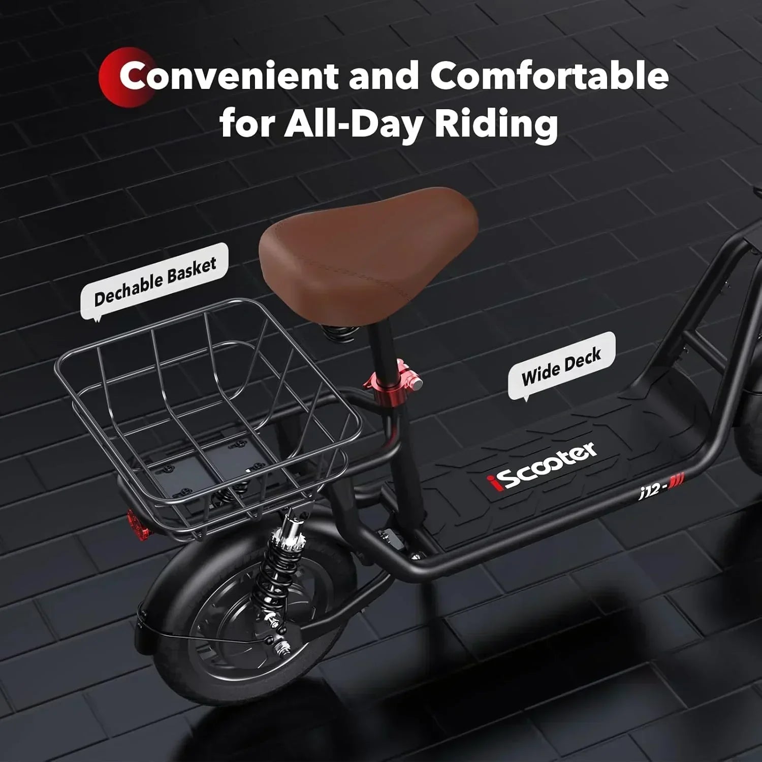 iScooter electric scooter with seat 28/19/15.6 mph top speed dual suspension scooter wourant