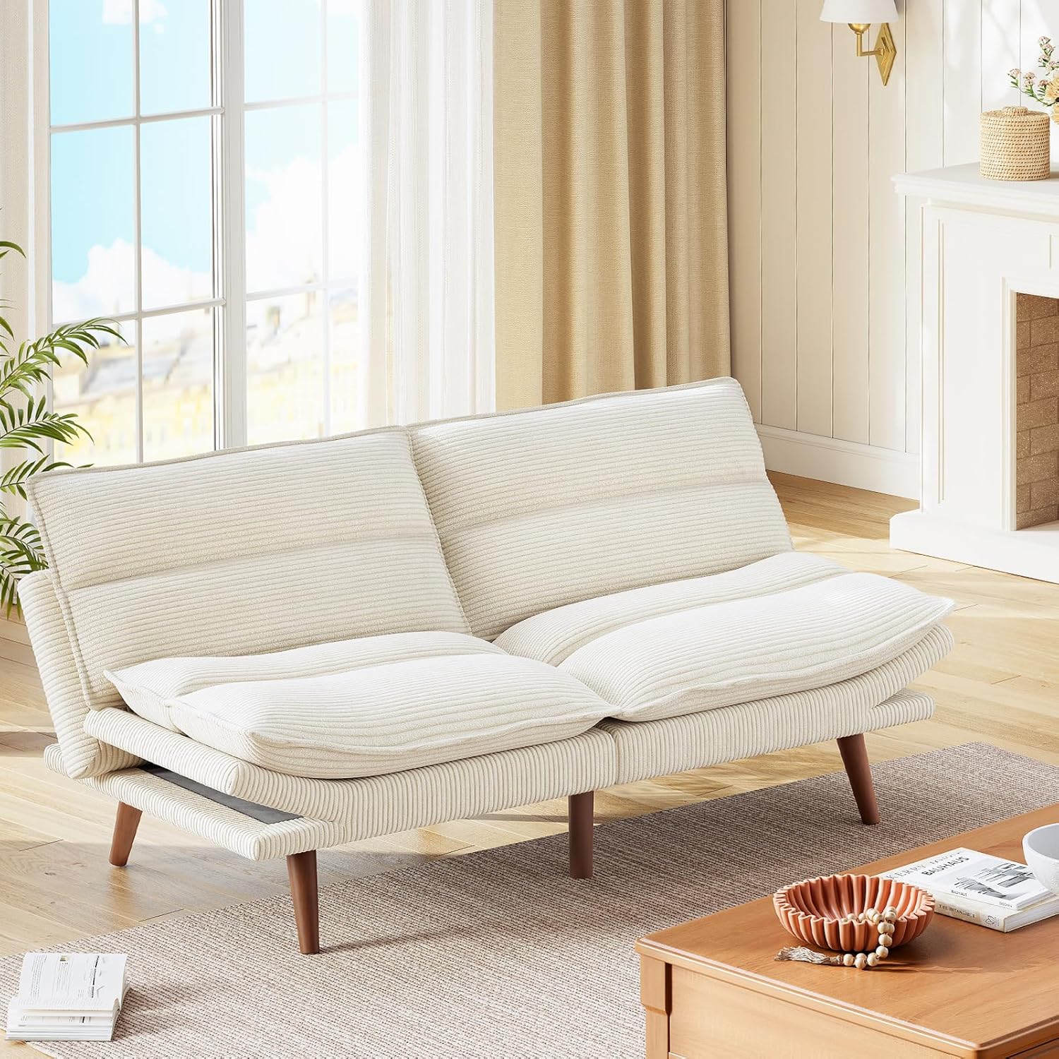 Futon Sofa Bed Futon Sofa Adjustable Back Armrests Converts to Small Sleeper Sofa Bed wourant