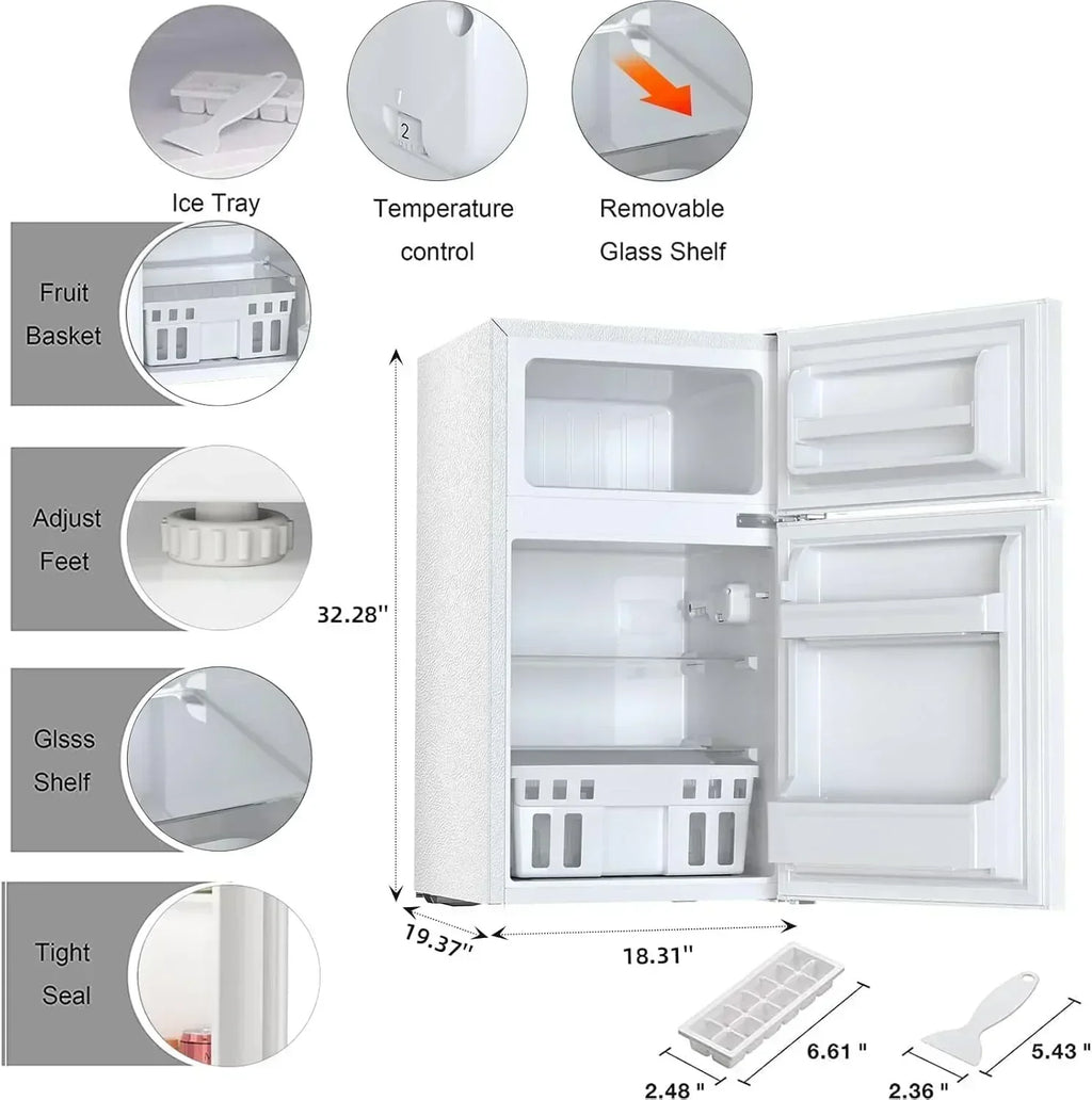 Antarctic Star Compact Mini Refrigerator Separate Freezer Small Fridge Double 2-Door wourant