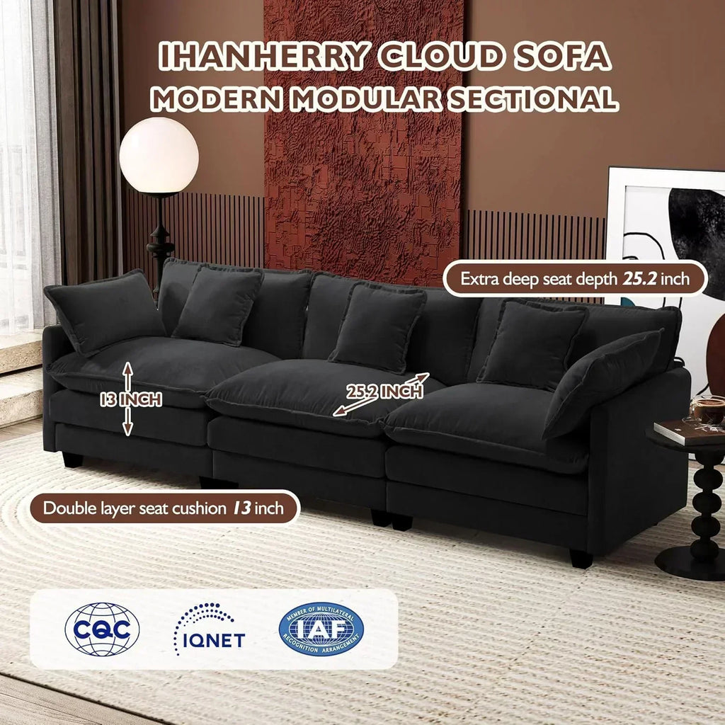 ihanherry 146-inch U-shaped modern sofa modular area cloud sofa wourant