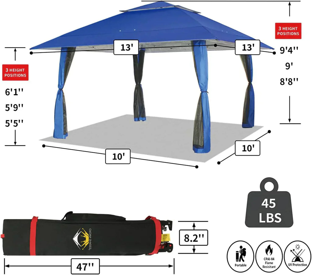 CROWN SHADES 13x13 Pop Up Gazebo Canopy Tent Gazebos on Clearance Outdoor Gazebo wourant