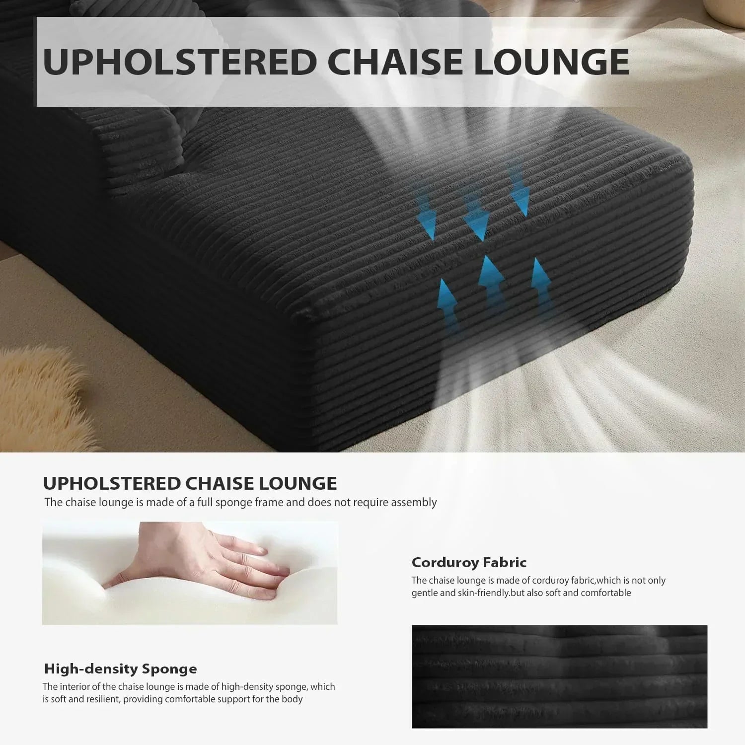 50-inch indoor recliner oversized corduroy upholstered boneless sofa bed deep sleeper sofa wourant