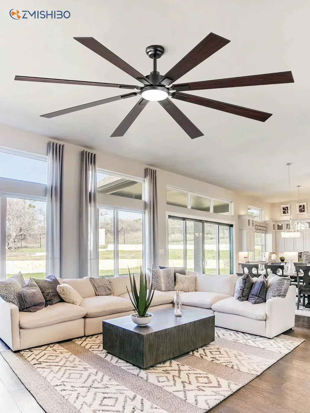 Zmishibo 72-inch large ceiling fan with lighting and remote indoor/outdoor wourant
