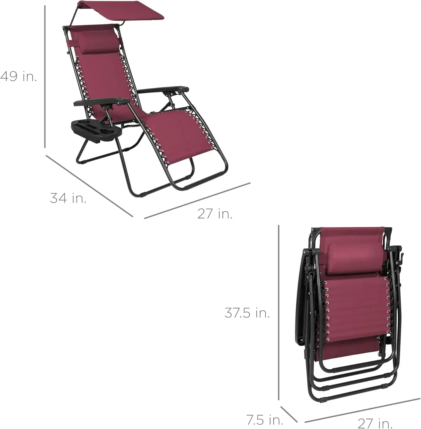 Best Choice Products Folding Zero Gravity Recliner Patio Lounge Chair Adjustable Canopy Shade wourant