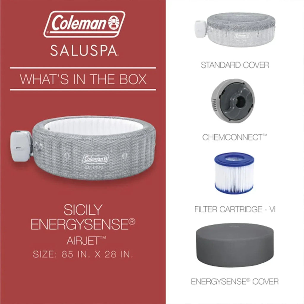 SaluSpa Sicily AirJet 7 Person Inflatable Hot Tub Round Portable Outdoor Spa 180 Soothing AirJets wourant