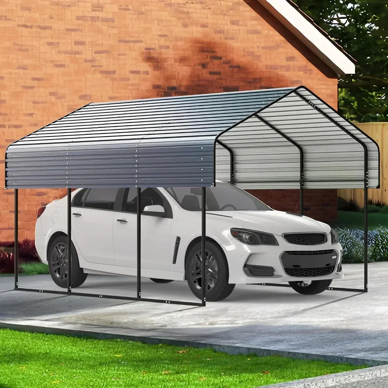 10'x15' Heavy Duty Metal Carport Outdoor Garage Car Shelter Shade with Heavier Frame wourant
