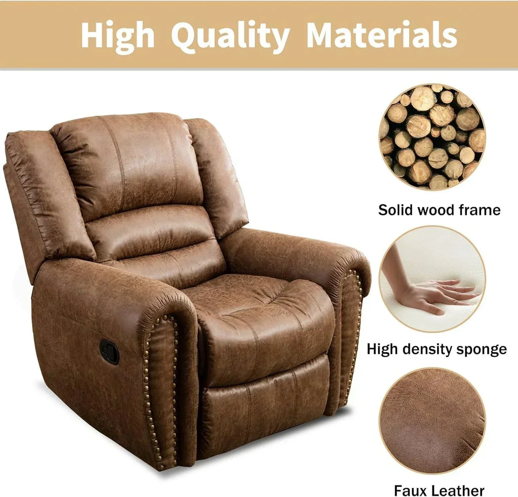 Leather recliner classic traditional manual recliner single sofa for living room wourant