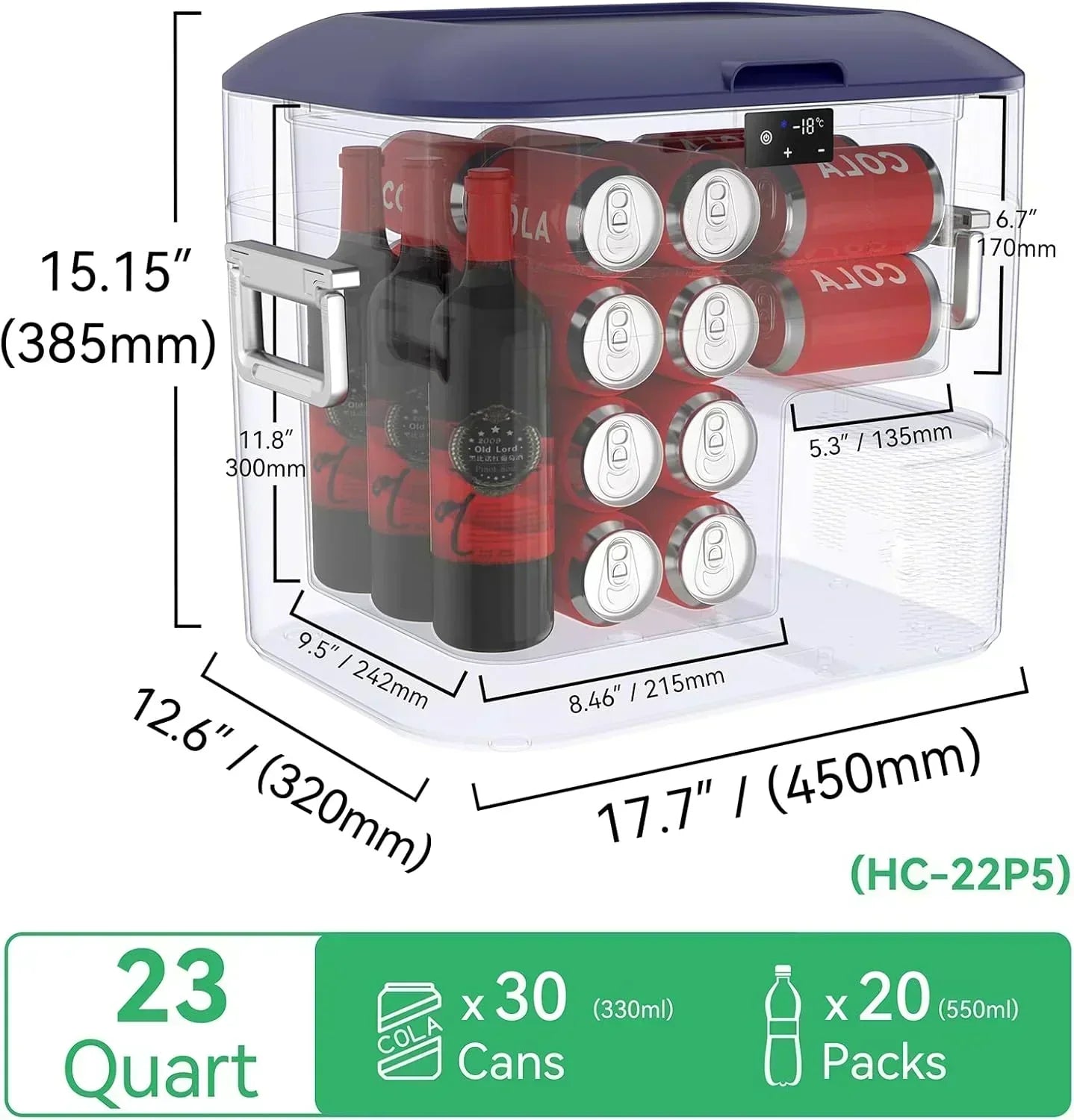 Car Fridge Portable 12 Volt Refrigerator 23 Quart (22 Liter) Freezer Compressor Cooler 12V/24V wourant