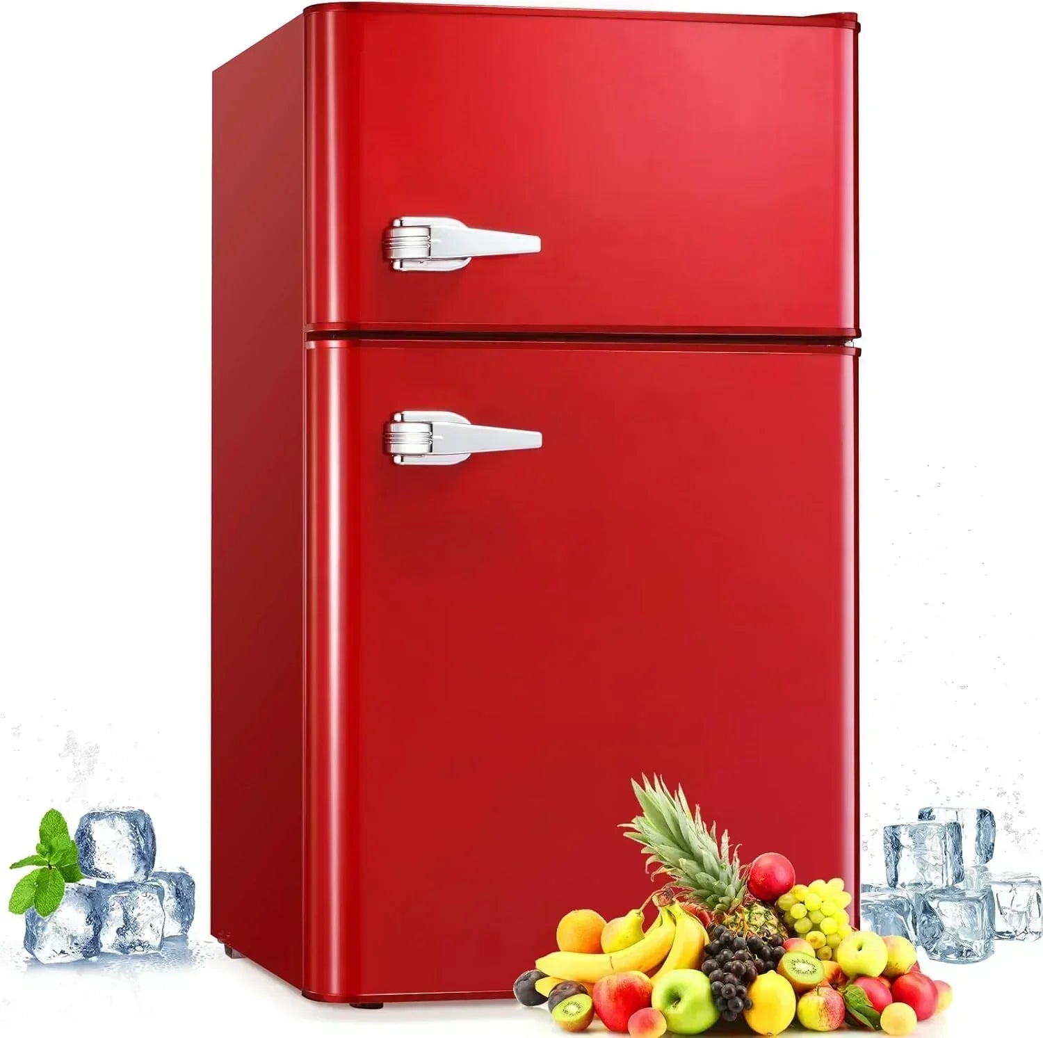 Antarctic Star Compact Mini Refrigerator Separate Freezer Small Fridge Double 2-Door wourant