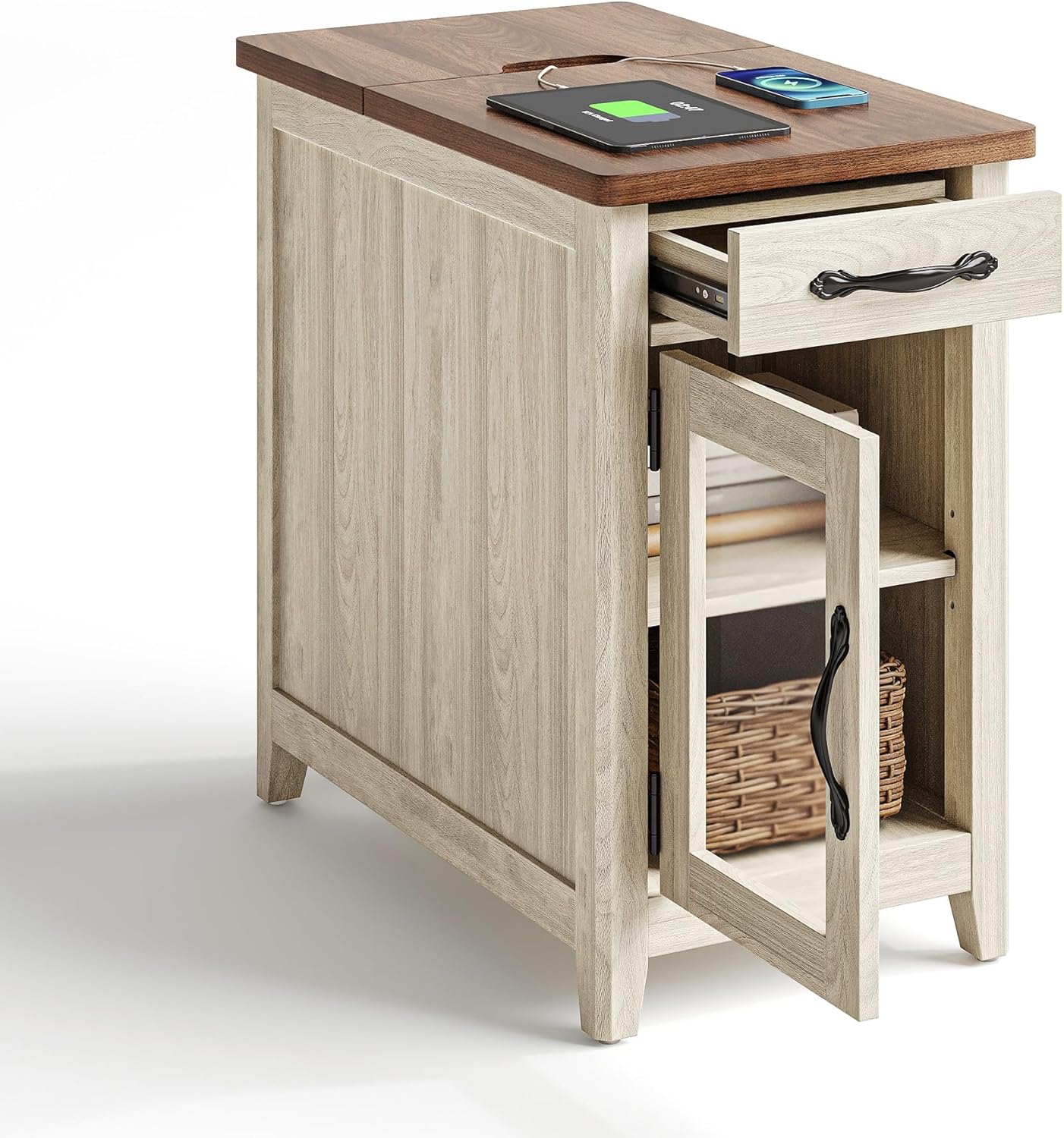 Farmhouse End Table Narrow Side Table Small Nightstand wourant