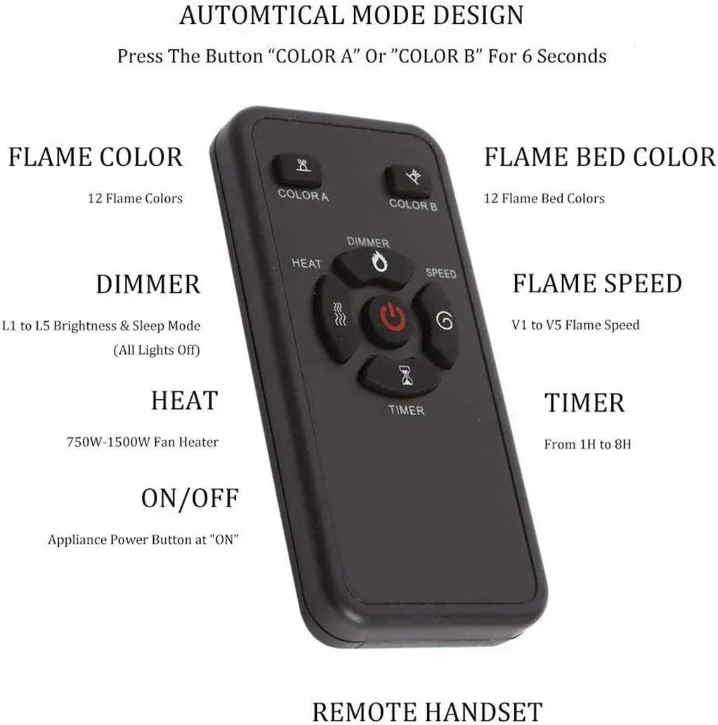 R.W.FLAME 60" Recessed and Wall Mounted Electric Fireplace Low Noise Fit for 2 x 6 Stud wourant
