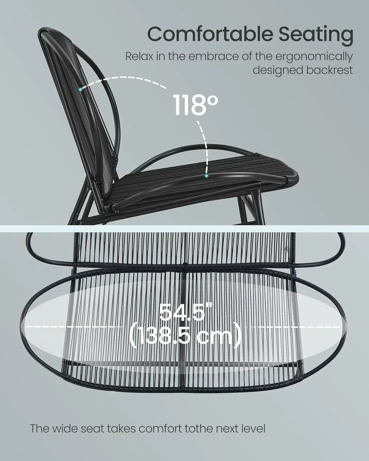 Outdoor Settee 2-Seat Garden Furniture with Backrest PE Rattan wourant