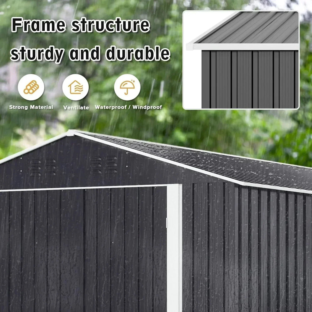 polar aurora 8x12 ft outdoor storage shed metal garden shed frame structure tool sheds wourant