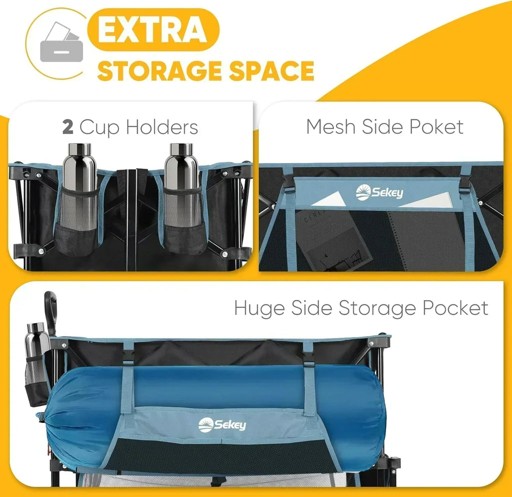 400L Large Capacity Folding Double Decker Wagon with Brakes 50" Extra Long Extender Cart wourant