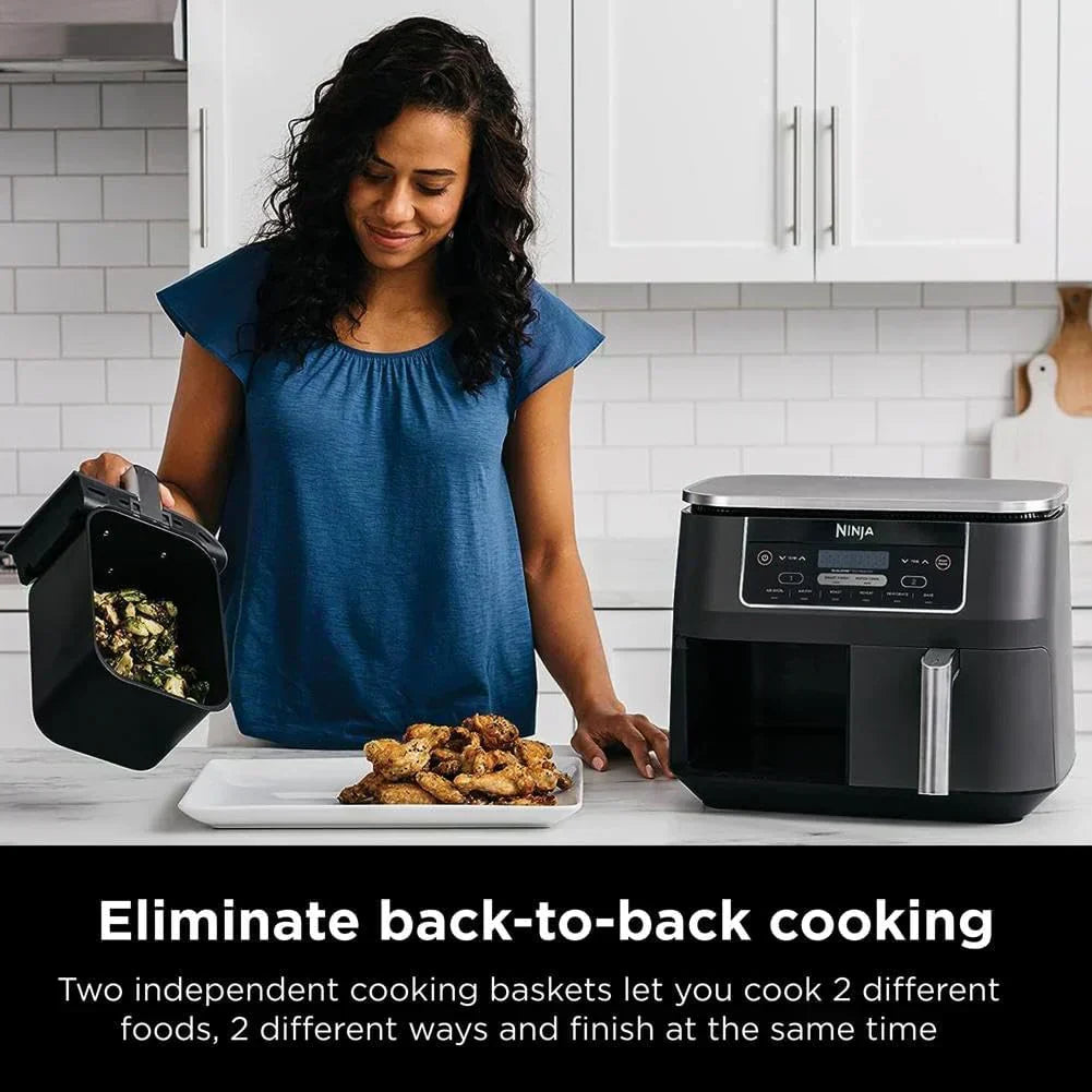 Ninja Foodi 6-in-1 FlexBasket Air Fryer with 7 QT MegaZone Basket Divider for Large Proteins wourant