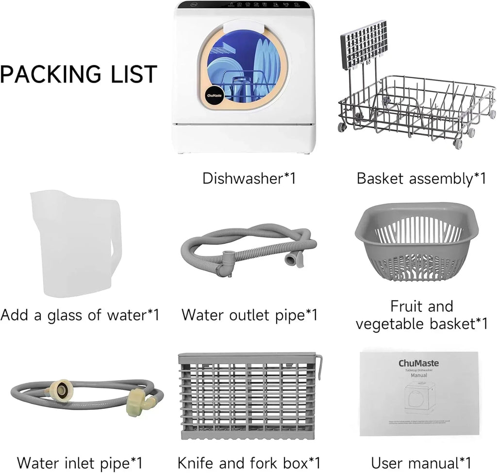 Mini countertop dishwasher Compact dishwasher Double spray arms Portable countertop dishwasher wourant