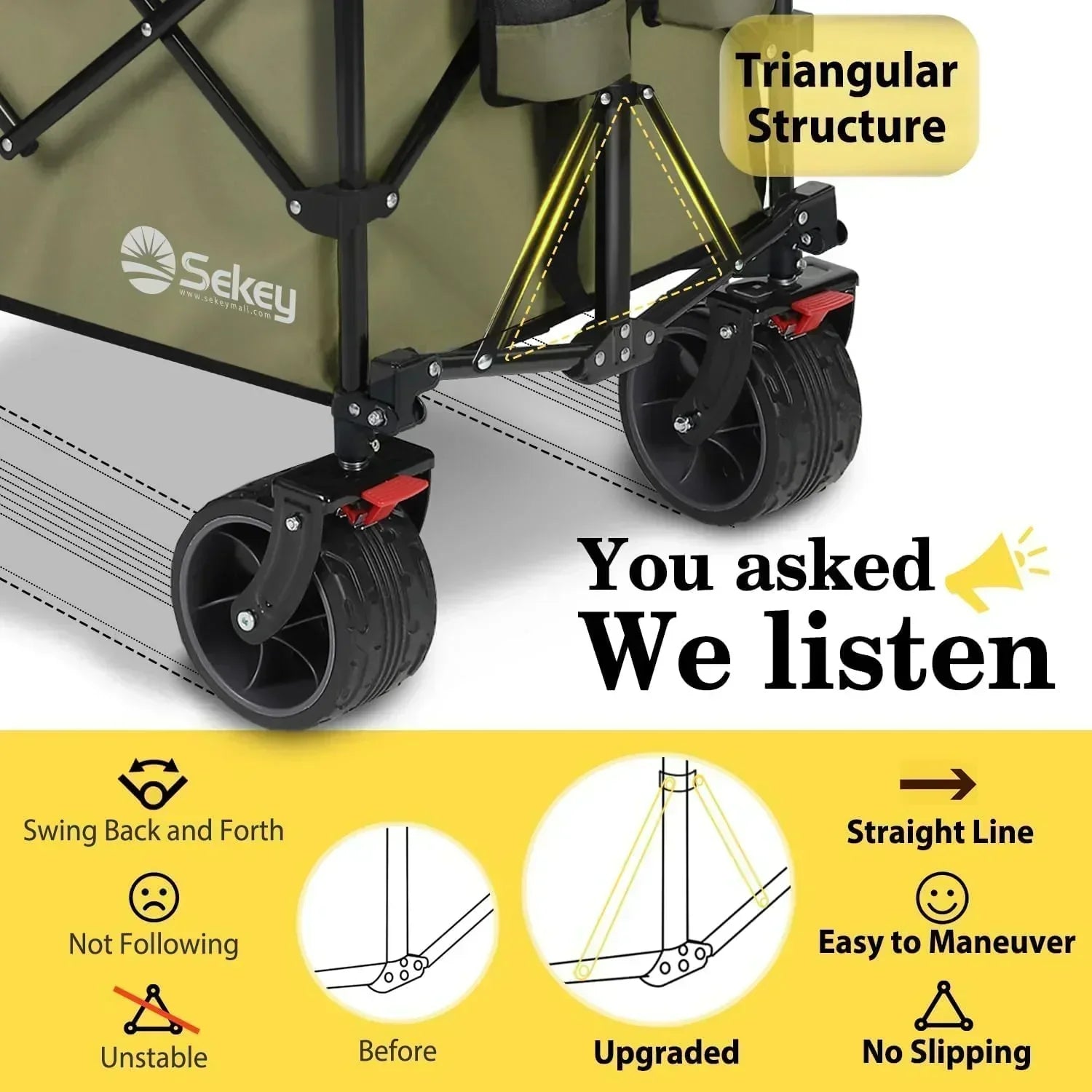 Sekey 48 Inch Long Foldable Extended Travel Cart 440 Lbs Folding Multi-Purpose Garden Cart wourant