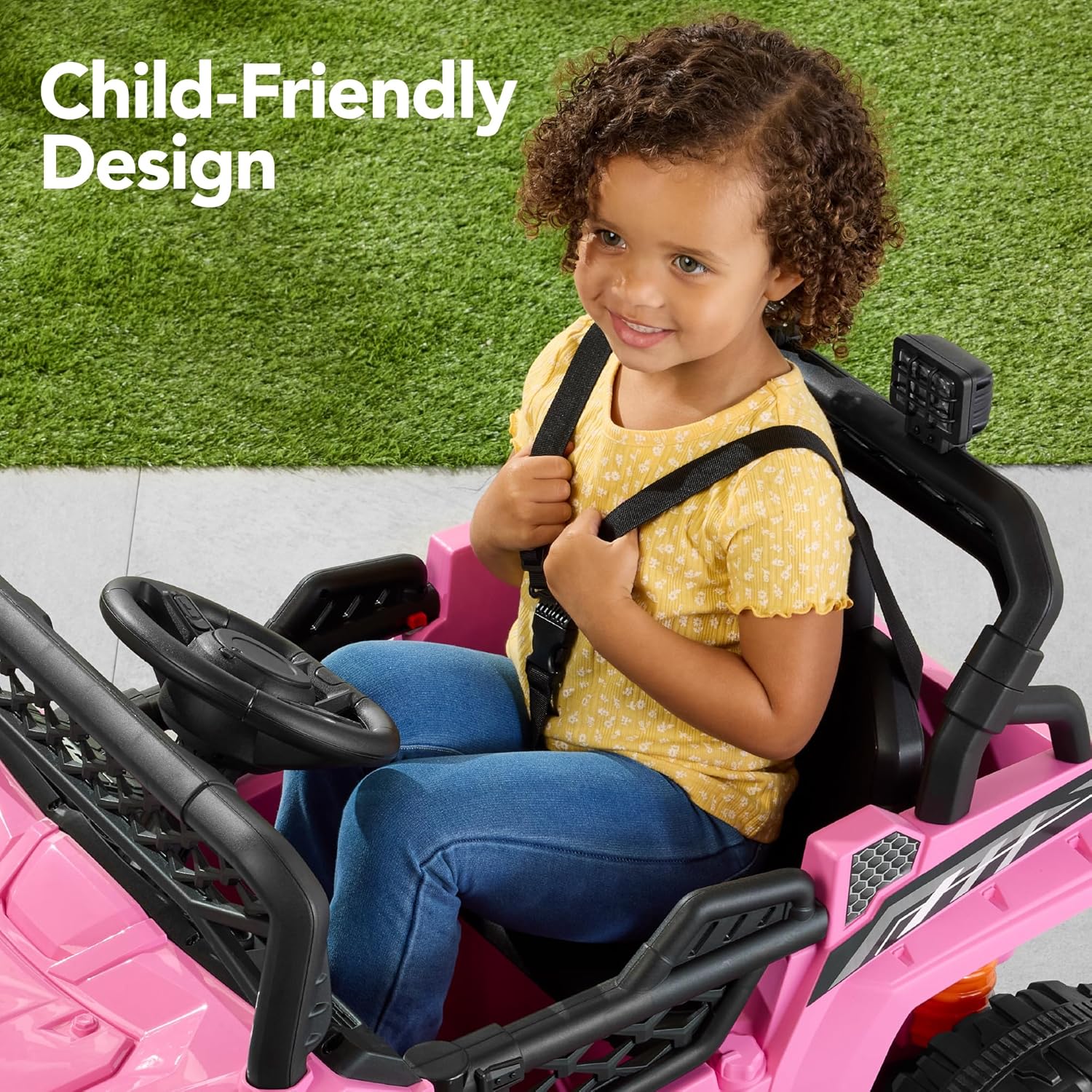 Children's black UTV electric children's car wourant