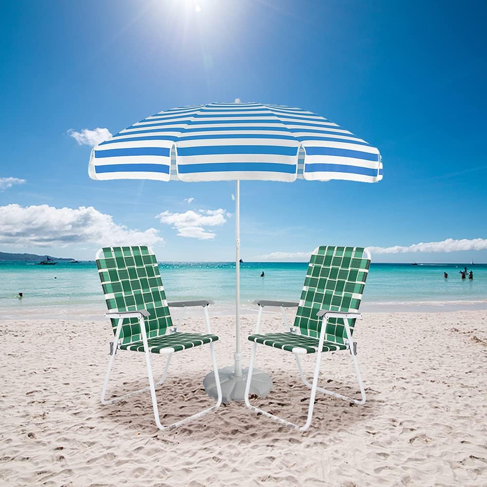 VINGLI Patio Lawn Webbed Folding Chairs Set of 2 Outdoor Beach Portable Lawn Chair wourant