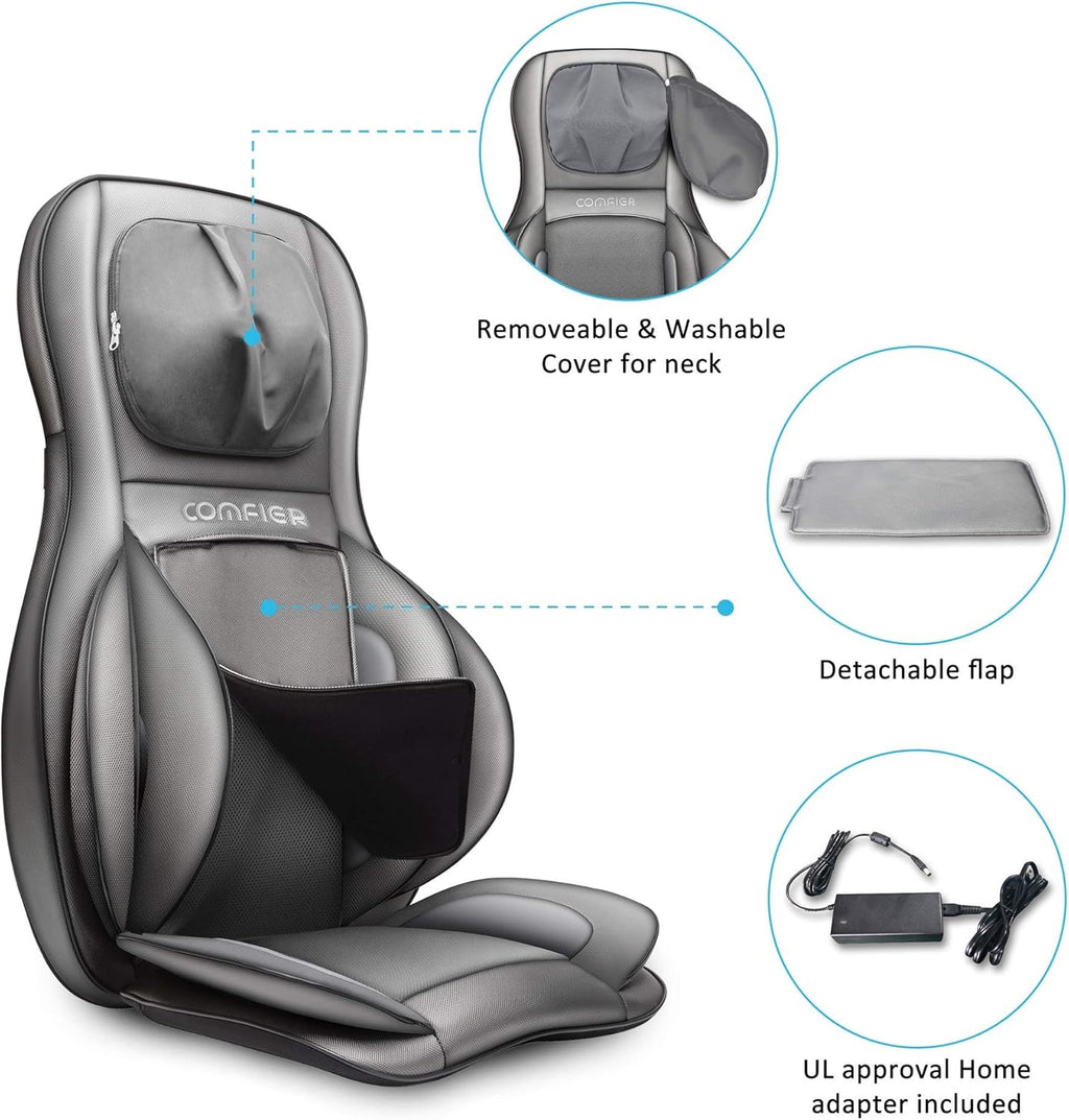COMFIER Massager Chair with Heat Shiatsu Neck Back Massager Portable with Compress wourant