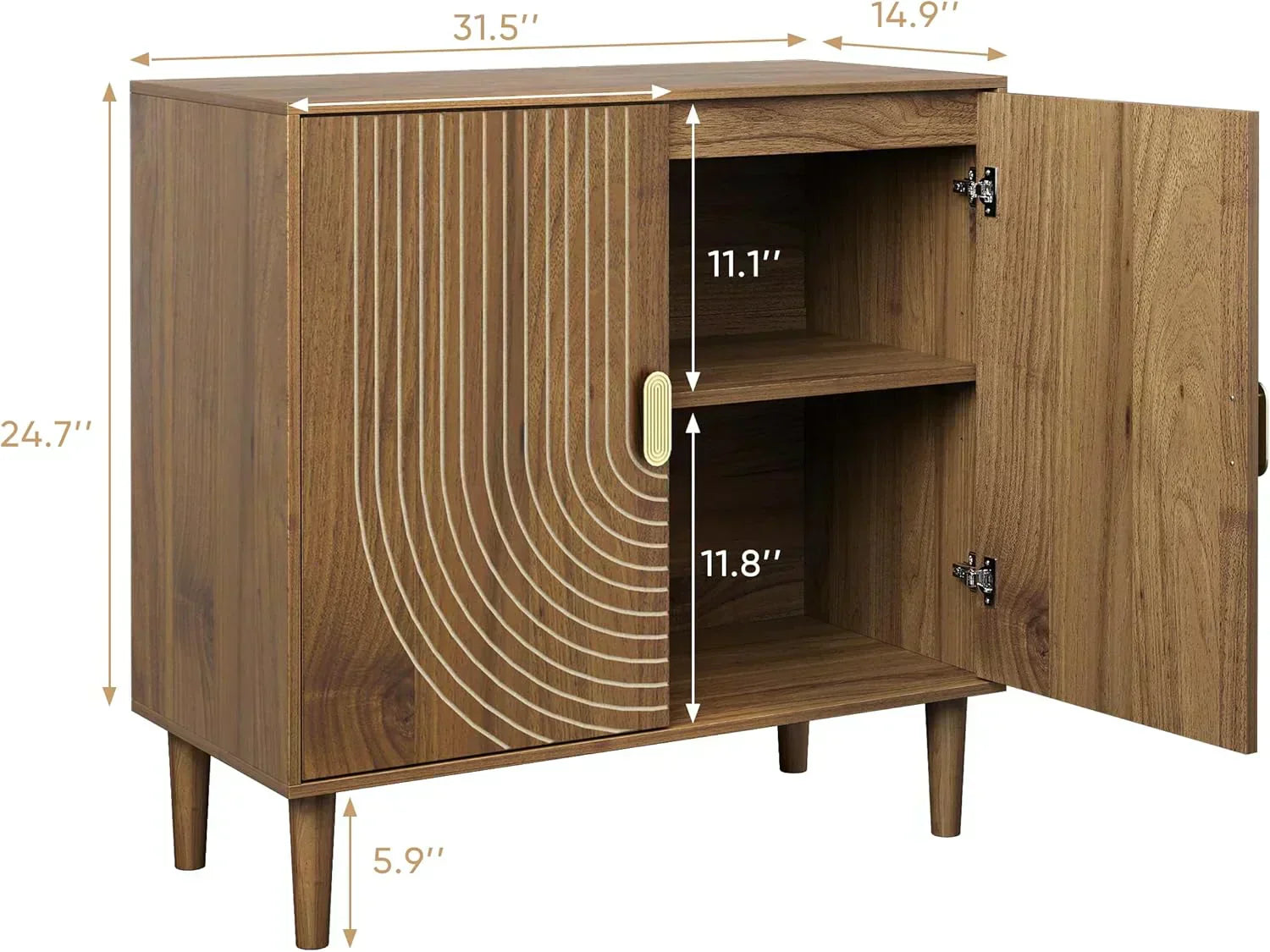 Walnut sideboard freestanding dining cabinet with cable channel design wooden storage cabinet wourant