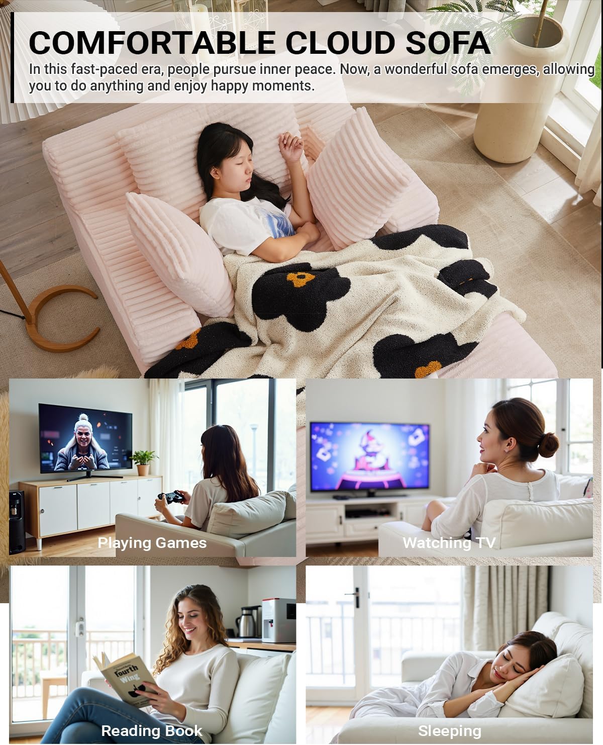 50-inch indoor recliner oversized corduroy upholstered boneless sofa bed deep sleeper sofa wourant