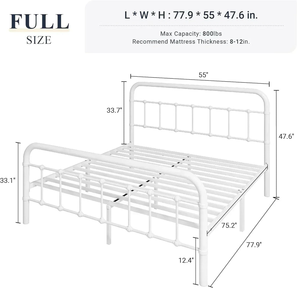 Allewie Queen Size Metal Platform Bed Frame with Victorian Style Wrought Iron-Art Headboard wourant