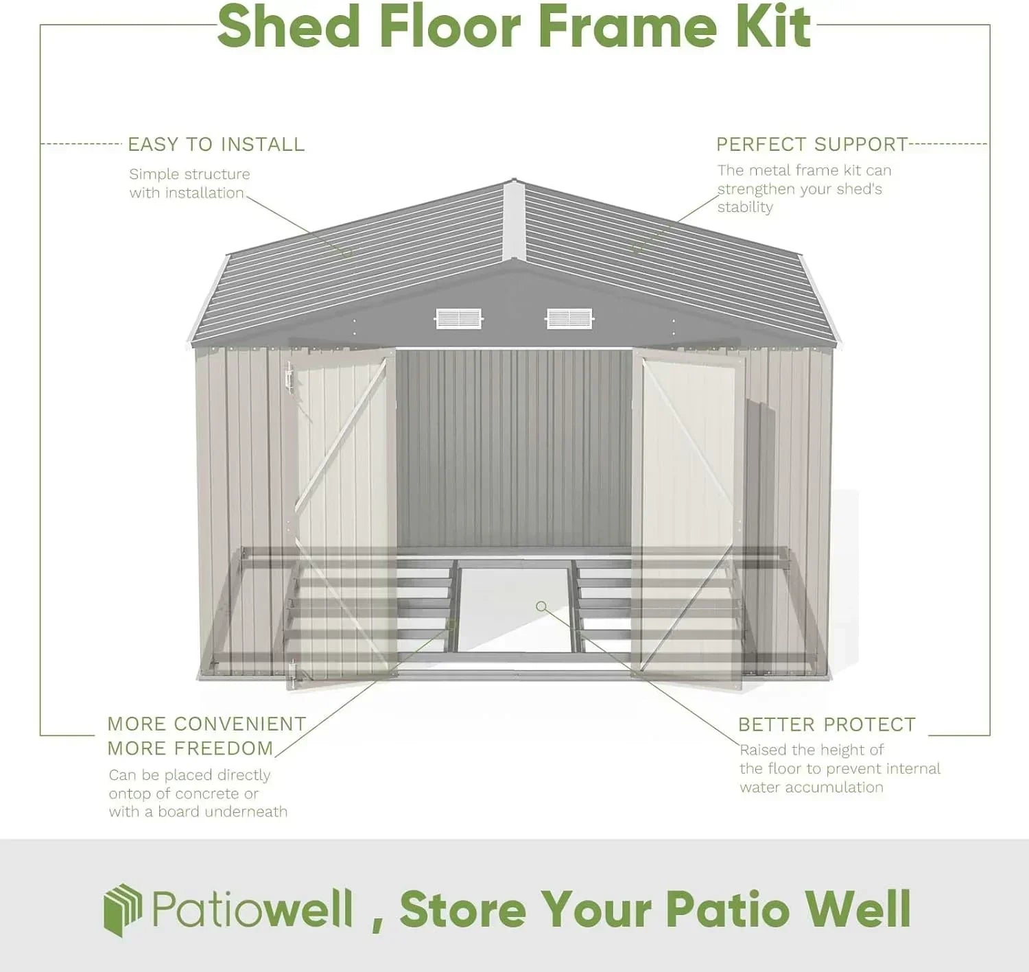 Patiowell 5x3 FT Outdoor Storage Shed Tool Shed with Sloping Roof and Lockable Door Metal Shed wourant