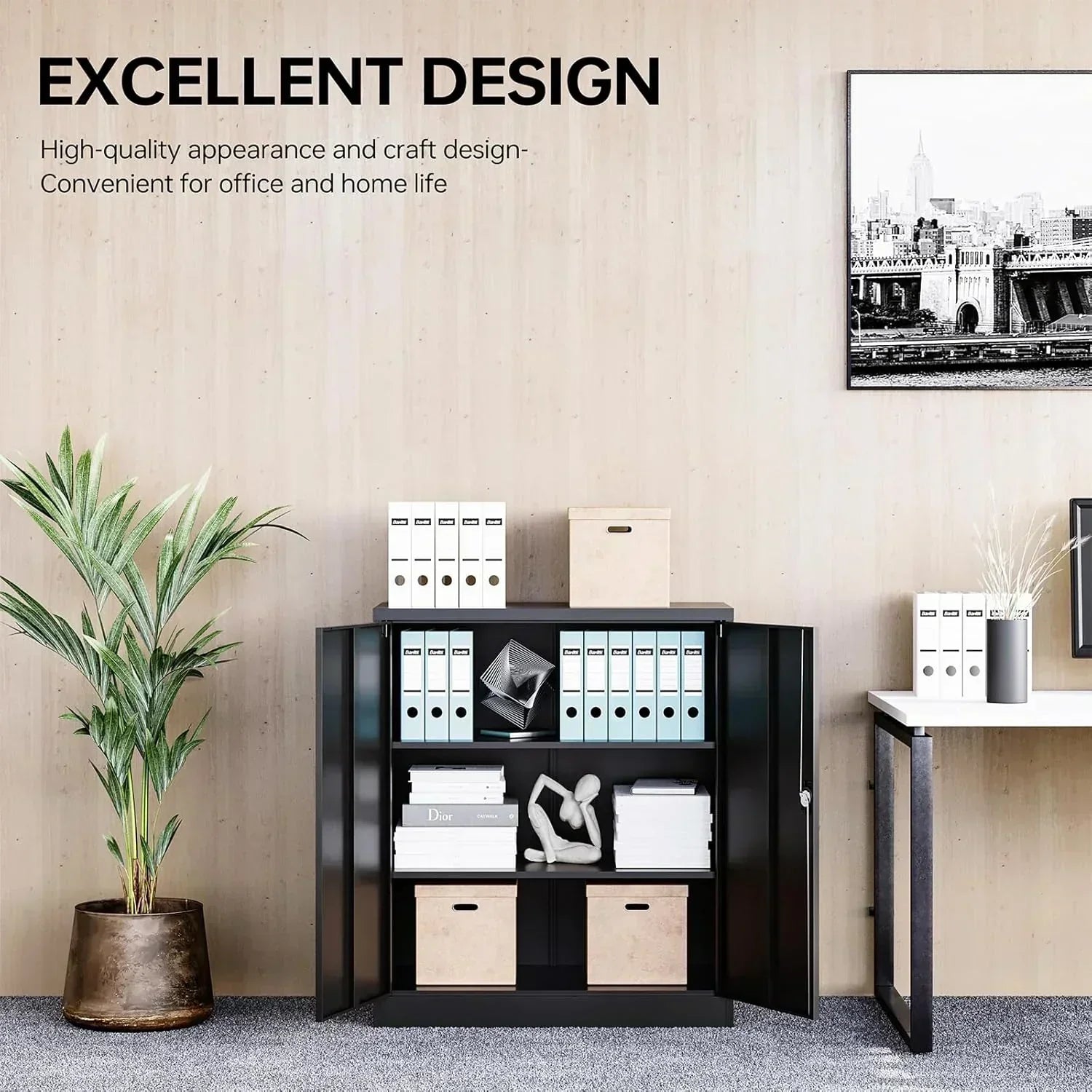 Metal Storage Cabinet with 2 Doors and 6 Shelves Black Metal Cabinet Garage Storage Cabinet wourant