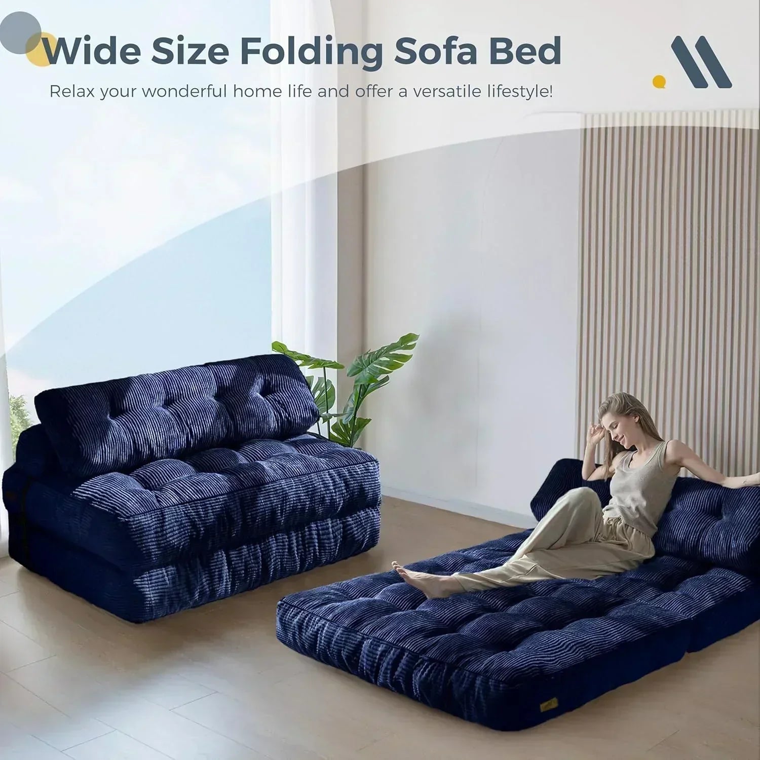 MAXYOYO Folding Sofa Bed Convertible Sleeper Chair with Pillow Foldable Mattress with Back Support wourant