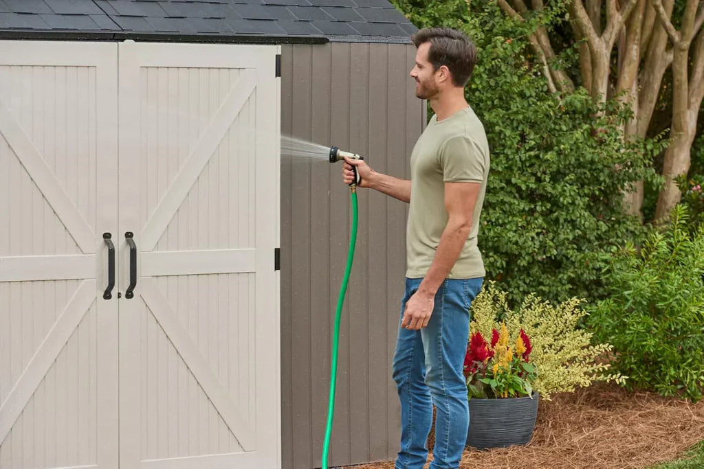 Rubbermaid Resin Outdoor Storage Shed With Floor Weather Resistant Gray Organization for Home wourant