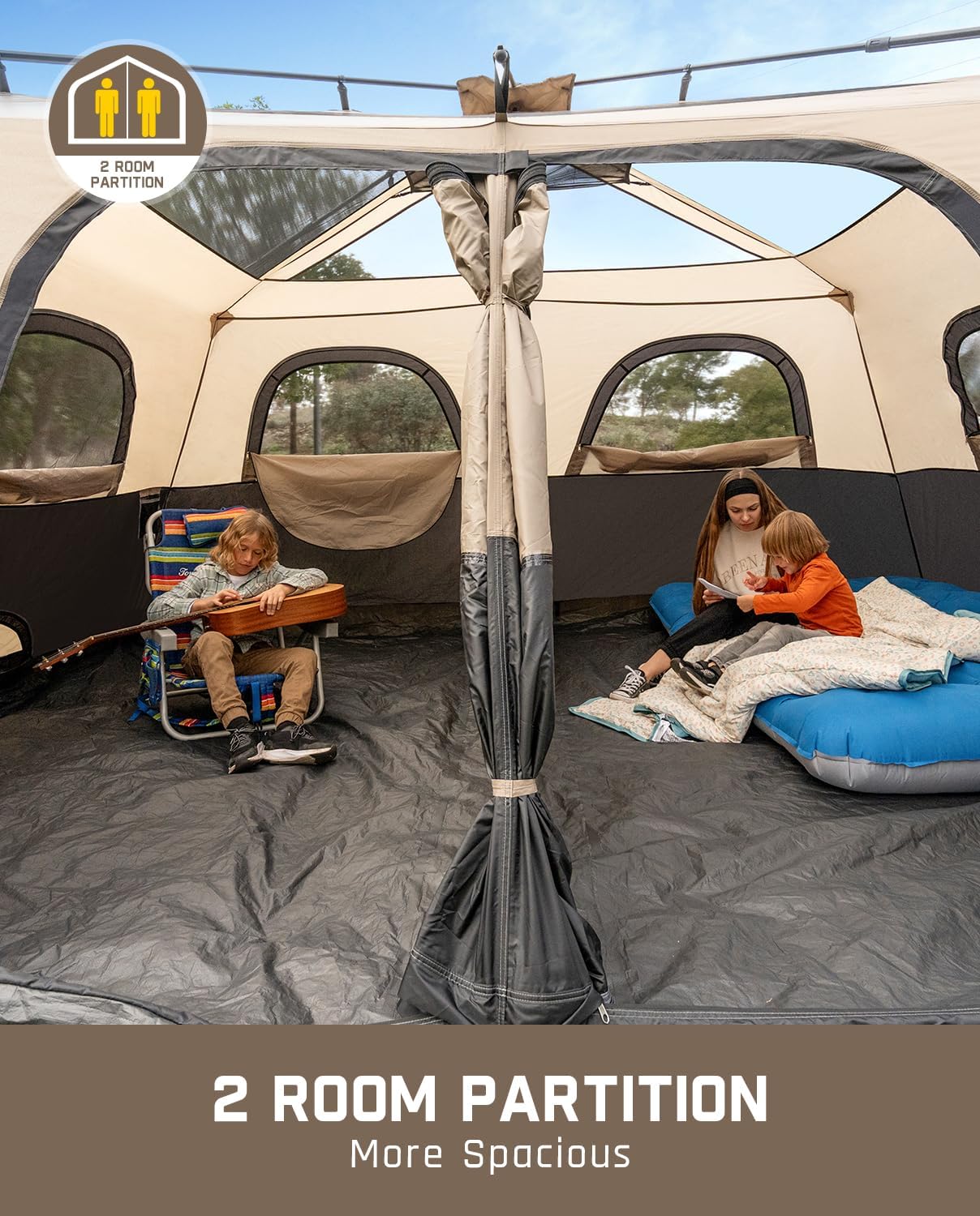 Portable camping tent for 4/6/8/10 people with instant cabin and rainproof and windproof wourant