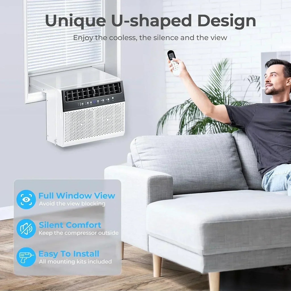 U-Shaped Window Air Conditioner 12000BTU Window AC Unit Cools up to 550 sq. ft. 6 Modes wourant