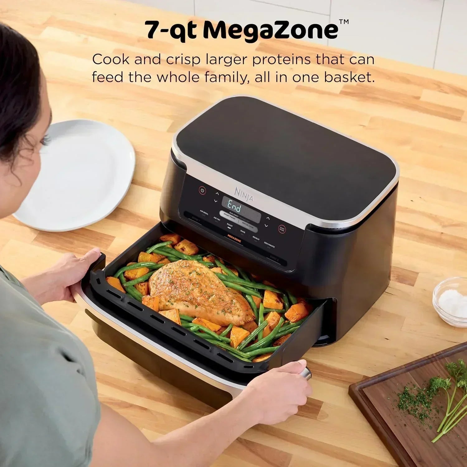 Ninja Foodi 6-in-1 FlexBasket Air Fryer with 7 QT MegaZone Basket Divider for Large Proteins wourant
