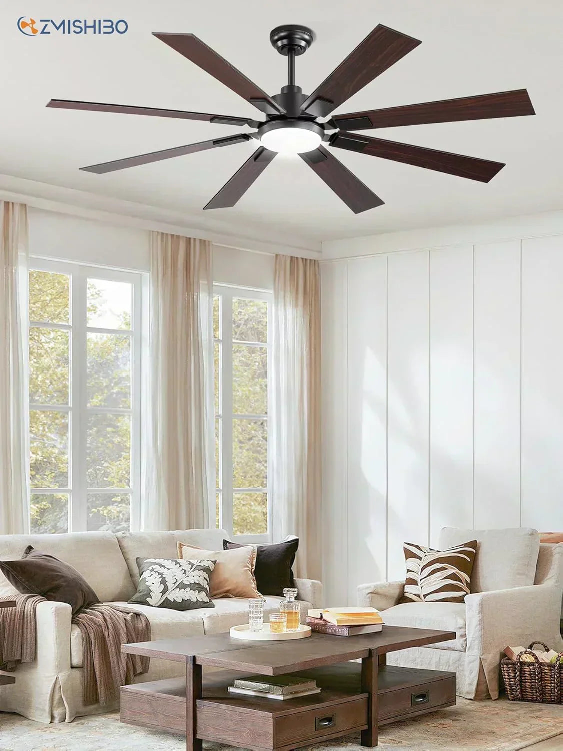 Zmishibo 72-inch large ceiling fan with lighting and remote indoor/outdoor wourant