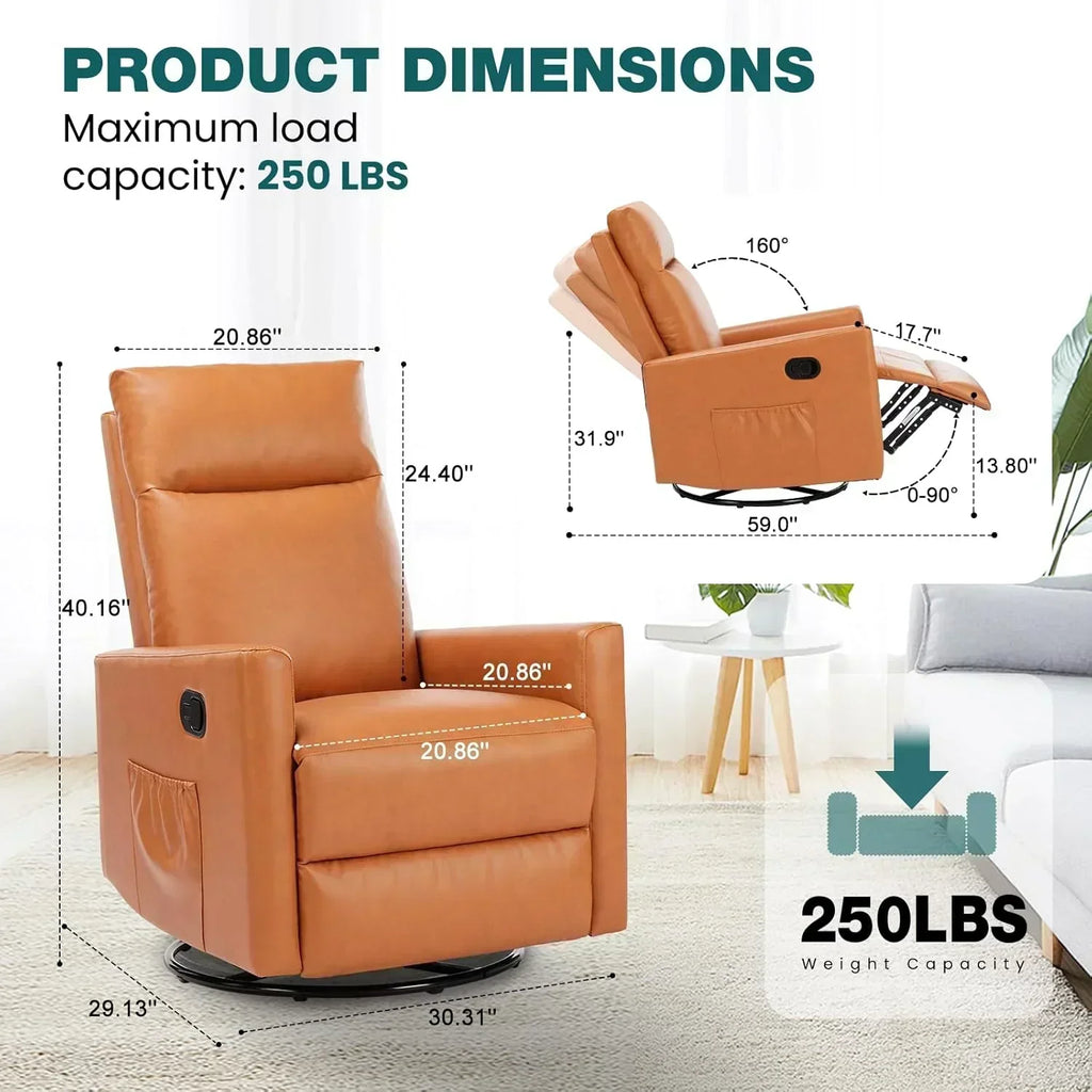 Swivel high-back rocking chair with footrest padded glider baby chair with comfortable deep seat wourant