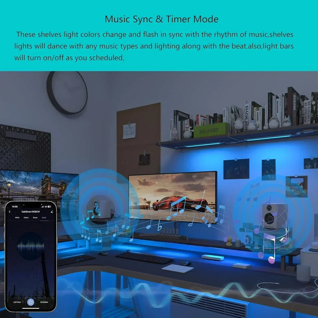 Smart under-cabinet lighting strip white and color-changing dimmable wourant