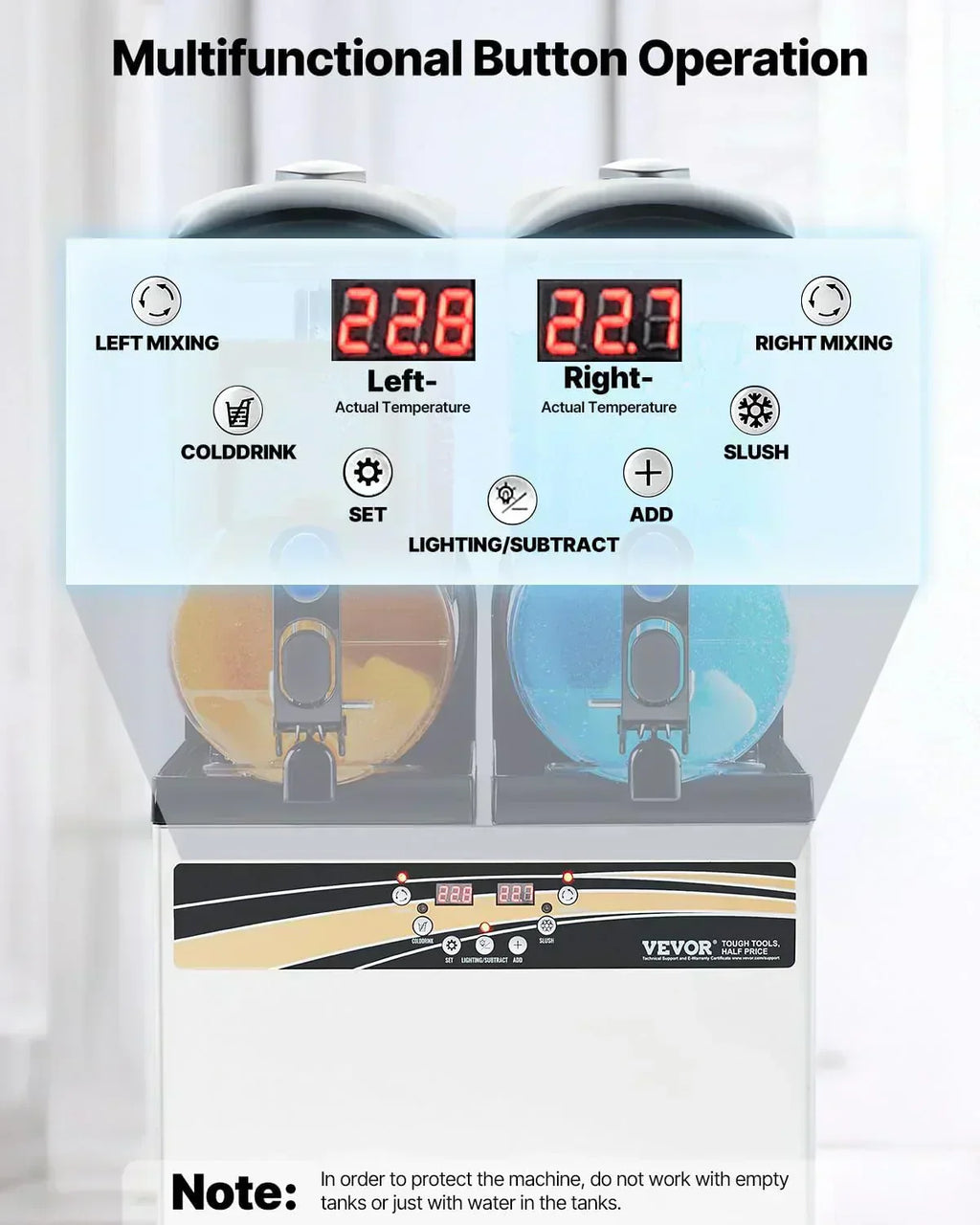 VEVOR Slushy Machine 15Lx2 Double Tank Commercial Margarita Machine 120 Cups Stainless Steel wourant