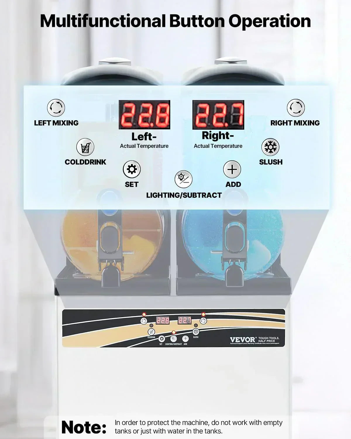 VEVOR Slushy Machine 15Lx2 Double Tank Commercial Margarita Machine 120 Cups Stainless Steel wourant
