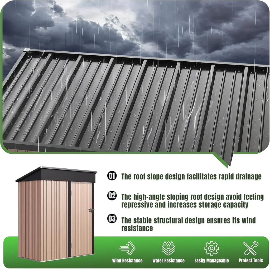 Aoxun 6.2x4 FT Shed Outdoor Storage Shed Metal Garden Shed Sloping Roof Tool Shed Bike Shed wourant