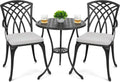 NUU GARDEN Bistro Set 3 Piece Outdoor Cast Aluminum Patio Bistro Set Patio Table Chairs Set of 2 wourant