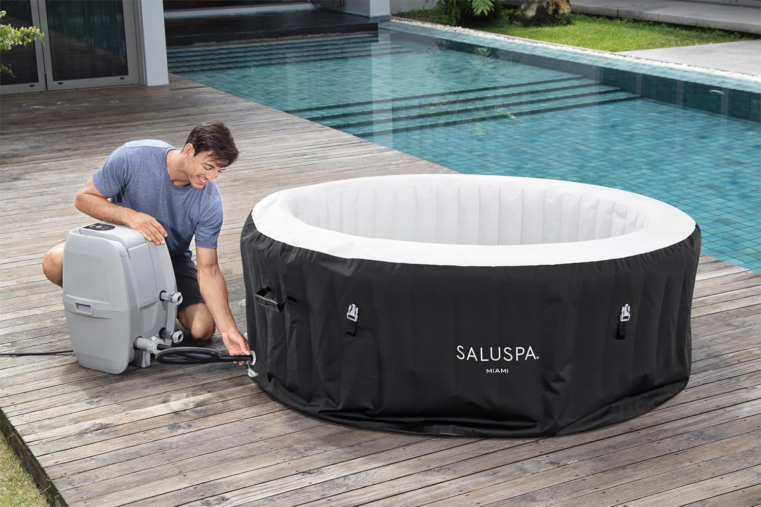 Bestway SaluSpa Miami EnergySense AirJet Inflatable Hot Tub Spa 71" x 26" Portable Hot Tub wourant