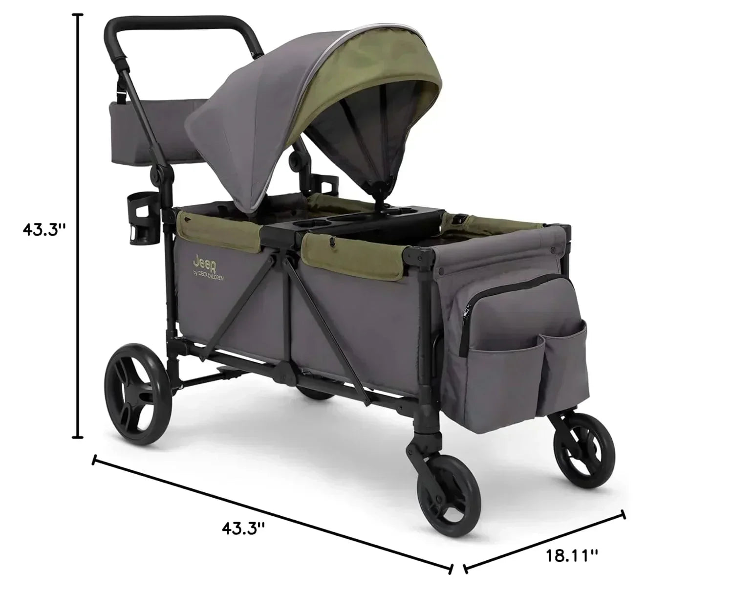 Jeep Sport All-Terrain Stroller Wagon by Delta Children Includes Canopy Parent Organizer wourant