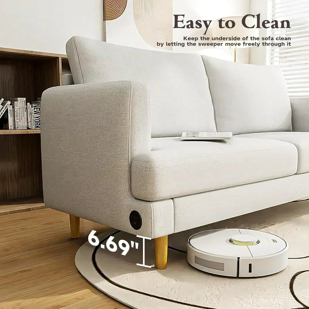 Loveseat Sofa Couch for Living Room with USB Type C Ports Dark Gray Upholstered Small Couches wourant