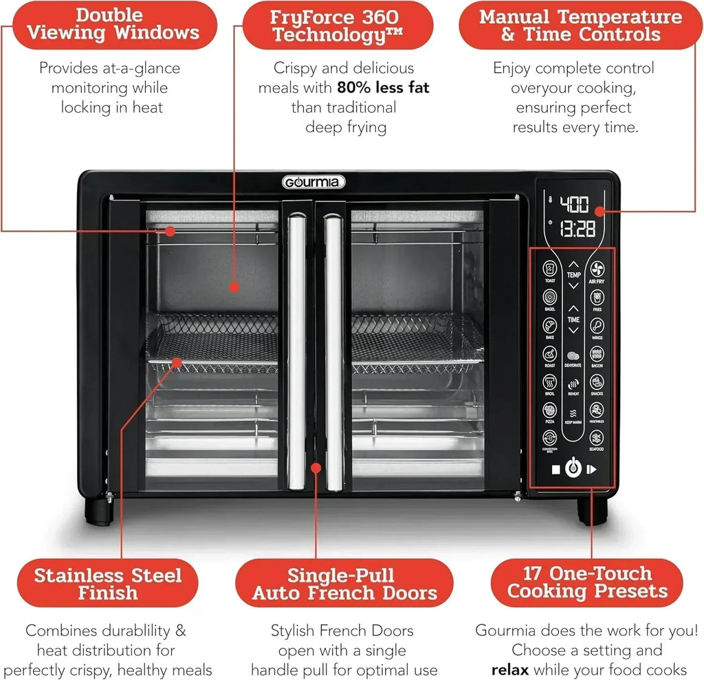 Gourmia Oven Air Fryer Combo with 17 Cooking Presets 24L Capacity Convection Rack wourant