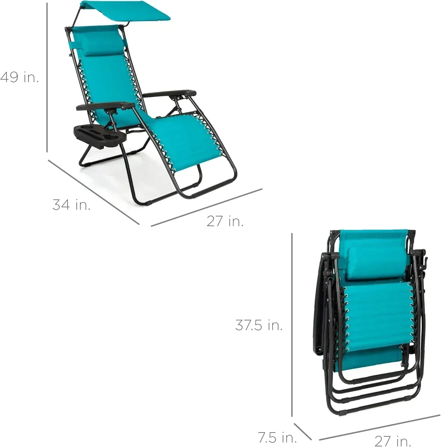 Best Choice Products Folding Zero Gravity Recliner Patio Lounge Chair Adjustable Canopy Shade wourant