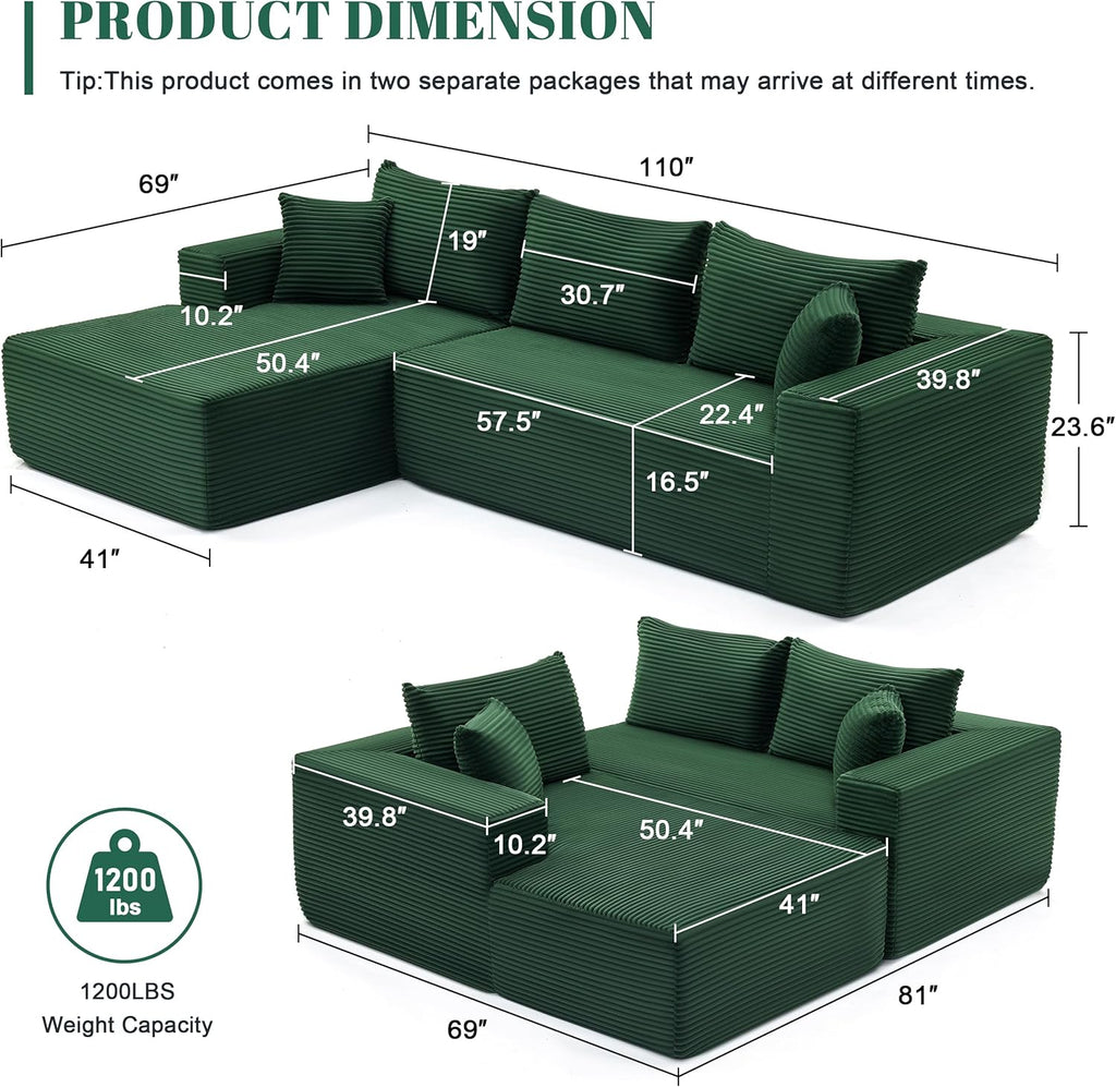 110-inch cloud sofa boneless sofa in the living room modular sofa with deep seats wourant