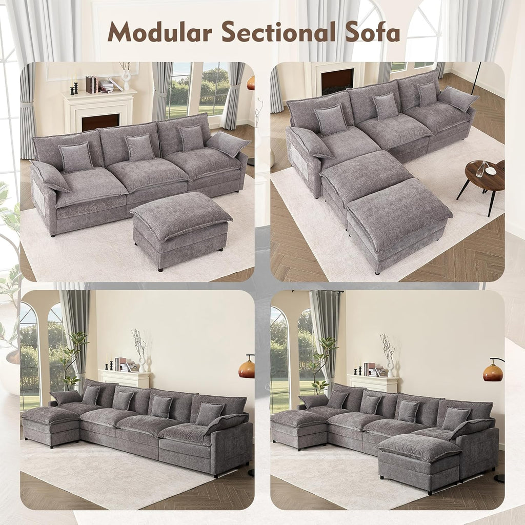 108 Inch U Shape Sofa Sectional Sofa Comfortable Cloud Sofa Living Room Deep Seat Sofa wourant