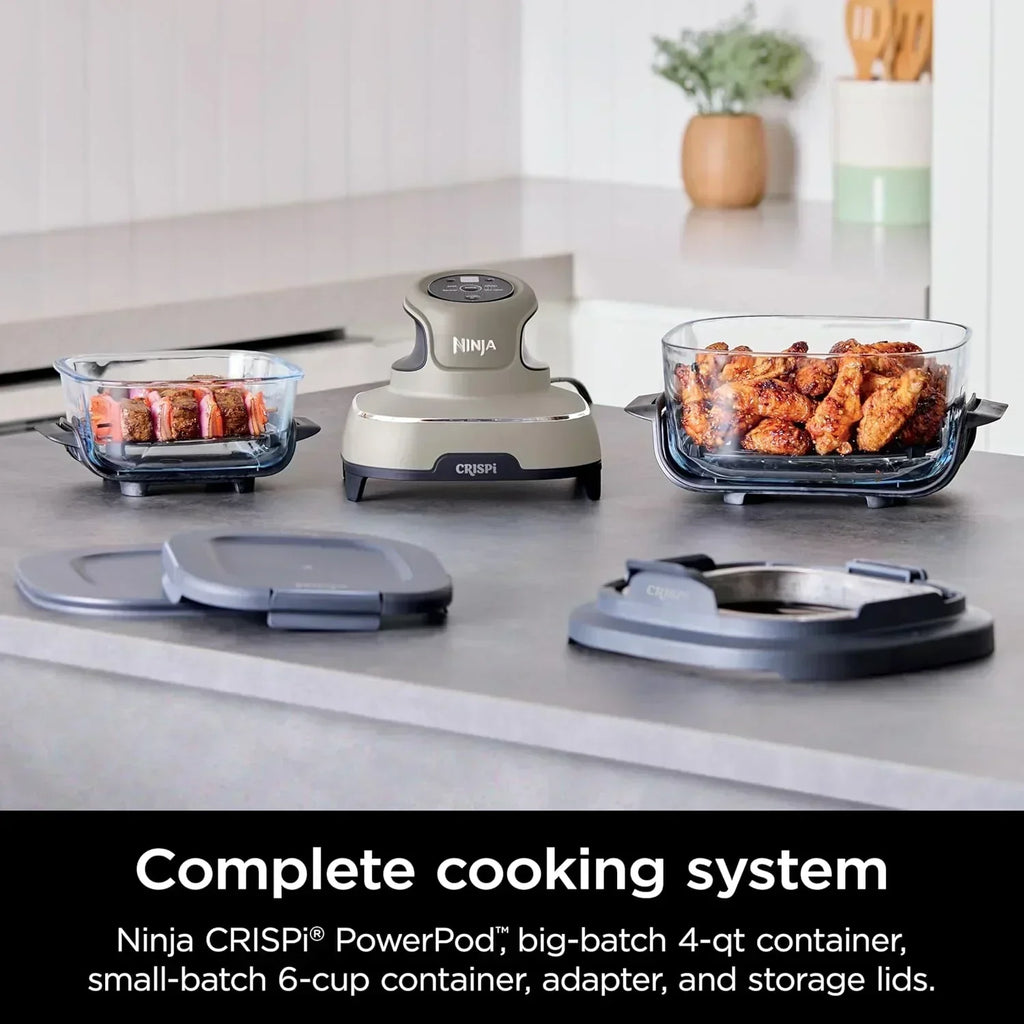Ninja Crispi 4 in 1 Portable Glass Air Fryer Cooking System 4QT 6 Cup TempWare Glass Containers wourant